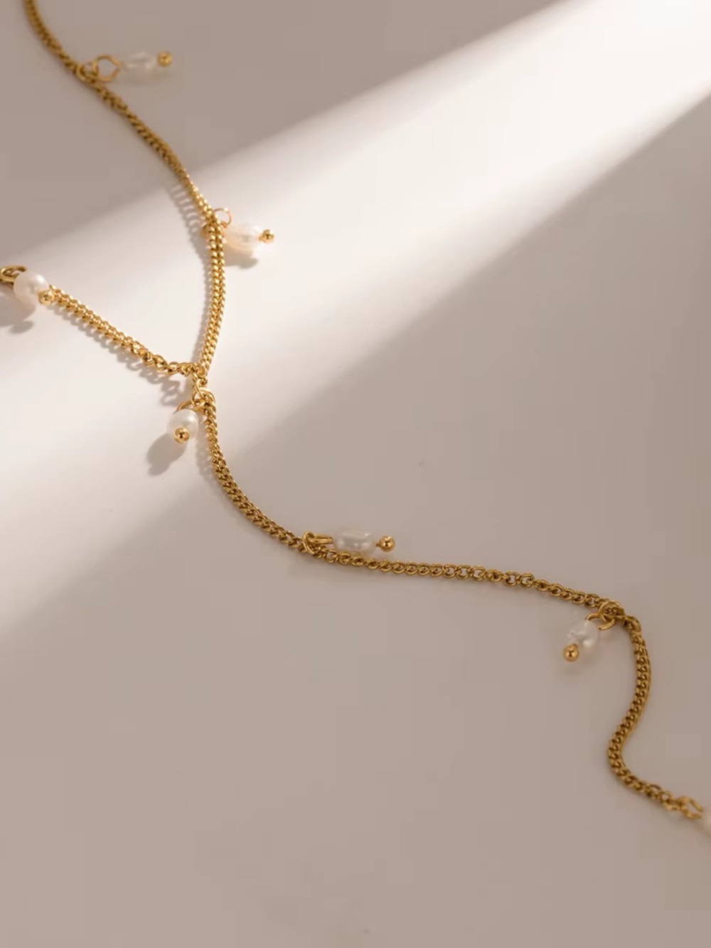 18K Gold Plated Freshwater Pearl Lariat Drop Necklace - Picture 7 of 9